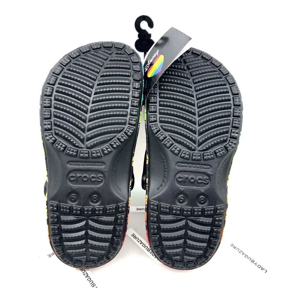 CROCS Black Sandals with Colorful Jibbitz Unisex M6/W8 - Picture 9 of 13